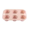 Pink 6-cup silicone muffin baking mold for delicious cupcakes, cakes, and pastries. - 6-Cavity Muffin Cup Nordic Pink