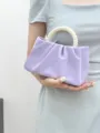 Sac nuage lavande style coréen avec poignée perle élégante et design plissé mat - Violet