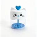 Cute cat facial cleanser foaming cup detail view, plastic bubble maker tool for daily skin care. - Blue