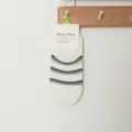 Women's cotton low-cut striped invisible socks, summer anti-slip thin boat socks. - One Size (35-39) / 07 White Navy Stripe
