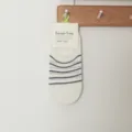 Comfortable striped invisible boat socks for women, breathable short cotton socks summer. - One Size (35-39) / 09 Blue White Stripe