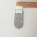 Light grey invisible short socks with cute bow and heart knit pattern, summer cotton socks. - One Size (35-39) / 14 Light Gray Bow