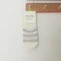 Women cute striped low cut invisible boat socks non-slip casual short socks summer - One Size (35-39) / 15 Off-White Blue Gray Stripe