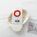 Cute cartoon print low cut boat socks for women summer thin breathable cotton invisible socks - One Size (35-39) / 17 White Blue Stripe Red Edge