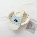 Cute cartoon cotton low cut boat socks with blue white plaid and anti slip heel design. - One Size (35-39) / 19 Blue White Plaid Embroidery