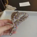 Morsetto per capelli a cuore con strass viola brillante, clip a squalo in cristallo per acconciature. - Ciondolo a Cuore Grande / 12cm / Viola Bagliore