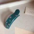 Grande molletta per capelli a pois in acetato coreana elegante stile retro accessorio - Teal