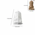 Vue détaillée du moule en silicone de bouddha méditant avec des cotes précises et le produit fini. - Bouddha 02 (3905)