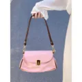 Sac porté épaule rose pour femmes, sac bandoulière souple au design tendance et chic. - Rose rosé