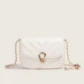 Sac bandoulière matelassé blanc pour femme, petit sac élégant avec serrure métallique chic. - Blanc Abricot