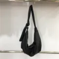 Sac à épaule souple en cuir PU noir sac bandoulière plissé tendance femme été - Noir