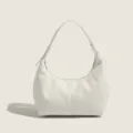 Sac à main souple bandoulière en cuir PU blanc motif litchi sac fourre-tout tendance femme - Blanc