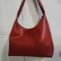 Sac à épaule souple en cuir rouge cabas grande capacité sac fourre-tout décontracté. - Rouge Brique