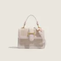 Sac bandoulière en paille chic pour femme, petit sac carré d'été style décontracté. - Blanc Cassé