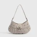 Chic Y2K ruched shoulder bag with star charm and glossy finish for stylish women everyday wear. - Mud Gray