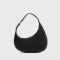 Chic black crescent hobo shoulder bag, stylish minimalist underarm purse for women. - Black