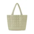Lightweight quilted shoulder tote bag in sage green, casual winter puffer underarm bag. - Khaki