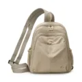 Nylon backpack casual daily school bag khaki multi-compartment waterproof small travel pack - Off White