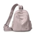 Lightweight nylon backpack for women with multi-pocket design, stylish daily casual school bag. - Light Purple
