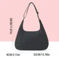Black quilted shoulder bag, stylish autumn winter underarm puffer tote with adjustable strap. - Style 1002 / Black