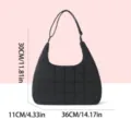 Black quilted shoulder bag puffer underarm tote bag lightweight large capacity casual hobo - Style 1013 / Black