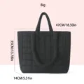 Black Quilted Tote Bag Large Capacity Down Underarm Bag Winter Fashion Shoulder Bag - Style 1007 Large / Black