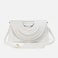 Sac à main femme blanc design arc plissé élégant sac bandoulière avec quincaillerie dorée - Blanc
