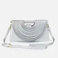 Silver metallic pleated handbag for women stylish arch crossbody bag shoulder designer purse - Silver