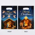 Christmas plastic gift bags with nativity scene print and die-cut handles, perfect for holiday. - 18*25cm / Printed Style (10 Pieces/Pack)
