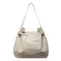 Minimalist lightweight nylon shoulder bag casual commuter tote handbag for women daily use. - Off White