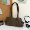 Κορεάτικο στυλ καφέ νάιλον τσάντα ώμου casual μεγάλη χωρητικότητα μινιμαλιστική τσάντα - Καφέ