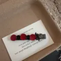 Retro rode smiley haarspeld schattige eendensnavel clip modieuze zijdelingse pony haarspeld voor vrouwen - 7.2cm