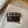 Elegant peigne a cheveux en strass noir pour femmes, accessoire brillant cristal insertion coiffure. - Gris Anthracite