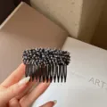 Squisito pettine per capelli in cristallo con strass scintillanti, forcina elegante donna. - Motivo a fuochi d'artificio / Blu Inchiostro
