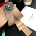 Spilla con fiocco in strass vintage e lunghi nastri, elegante corsetto di cristallo donna. - Kaki