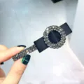Fermaglio capelli strass nero lucido cristallo molletta elegante vintage accessori capelli donna - Nero
