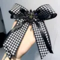 Spilla fiocco pied de poule stile coreano con strass di cristallo e gemma per colletto camicia donna - Strass Viola