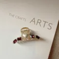 Dettaglio elegante molletta per capelli perla cuore strass, clip squalo cristallo brillante. - Viola