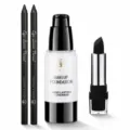 YOUNG VISION weisse Foundation schwarzer Eyeliner Lippenstift Set fuer Gothic Make-up - 2 Schwarze Eyeliner + Schwarzer Lippenstift + Nr. 07 Foundation (4er-Set)
