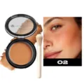 Matte bronzer contour powder compact with soft makeup brush, shade 02 for natural makeup. - 02 Contour + 1 Makeup Brush