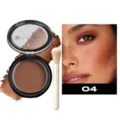Matte bronzer contour powder shade 04 with makeup brush, all in one face sculpting makeup. - 04 Contour + 1 Makeup Brush