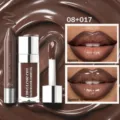 YOUNG VISION chocolate lip oil and lip liner set detail view showing rich brown shade swatches. - 08 Lip Liner + 017 Lip Oil (Overseas Version)