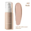YOUNG VISION liquid foundation bottle with shade swatch #02 Nude, full coverage matte. - 02 (Overseas Version)