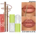 YOUNG VISION set cosmetico matita labbra e olio labbra, combinazione trucco idratante 2pz. - Set da 2 Pezzi (02 Matita Labbra + 01 Olio Labbra)