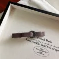 Fermaglio per capelli in raso con fibbia strass, elegante piccolo fiocco in stile coreano. - Caffè