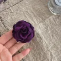 Korean style purple fabric camellia flower brooch pin for suit jacket and apparel accessories. - Deep purple