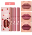 3-piece strawberry matte velvet lipstick set, long-lasting waterproof lip gloss makeup. - Style D