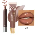 YOUNG VISION Σετ 2 Τεμαχίων Σοκολατί Ματ Κραγιόν και Lip Gloss με Δείγμα Στα Χείλη - 02 Κραγιόν Στυλό + 08 Σετ Lip Oil (Έκδοση Εξωτερικού)