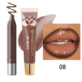 YOUNG VISION 2-piece chocolate matte lipstick and lip gloss combo set for gradient lip makeup. - 08 Lipstick Pen + 08 Lip Oil Set (Overseas Version)