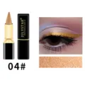 Julystar shimmering gold eyeliner pen detail view, creamy texture and eye swatch. - Gold